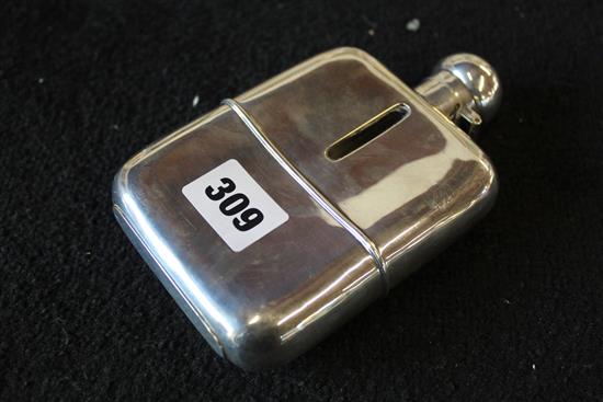 Silver and glass hip flask